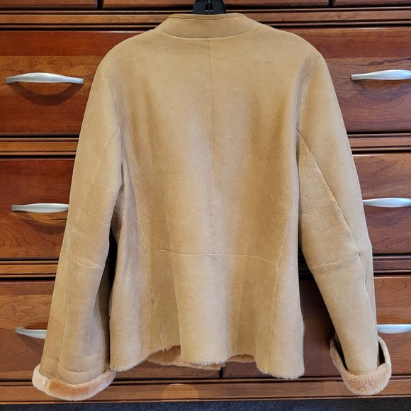 EUC Vintage Daks DD London Beige Tan 100% Suede Shearling Oversized Coat Jacket - Picture 6 of 10